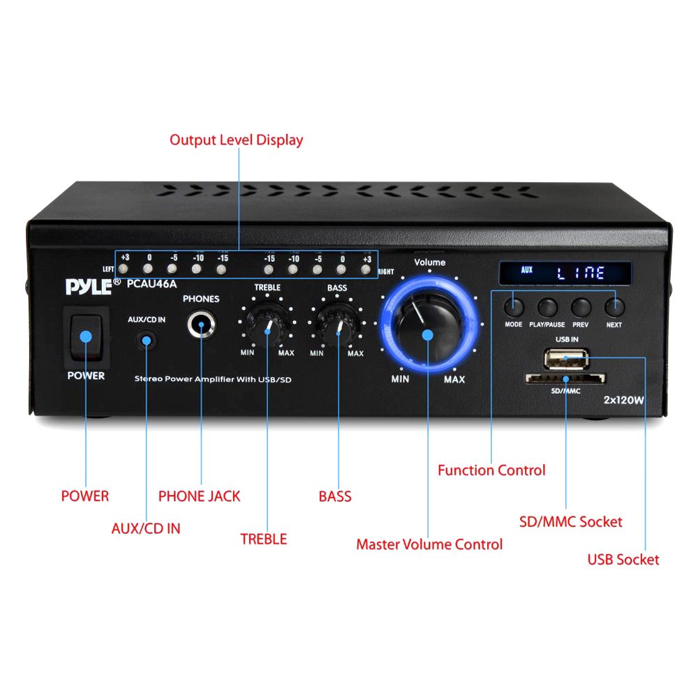 Pyle® PCAU46A Audio Speaker Power Amplifier