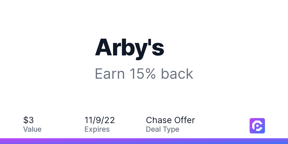 Arby's Earn 15 back CardPointers