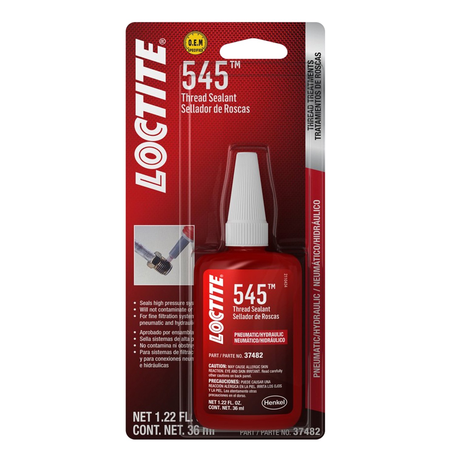 Loctite® 492145 545 Pneumatic Hydraulic Thread Sealant Bottle