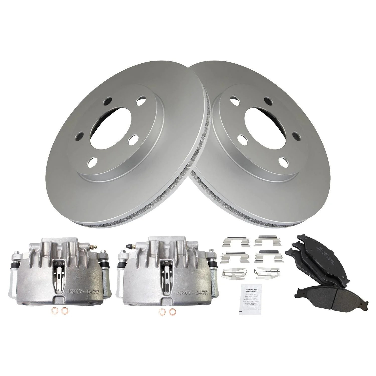 TRQ® BKA25779 SemiMetallic Brake Pad & Rotor Kit with Calipers
