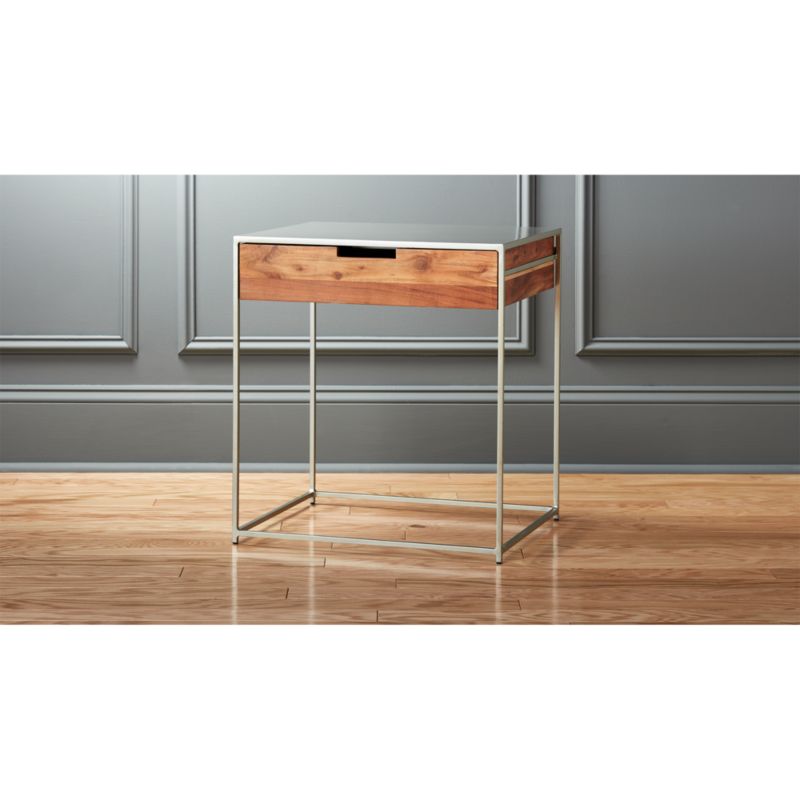 audrey wood and iron nightstand CB2