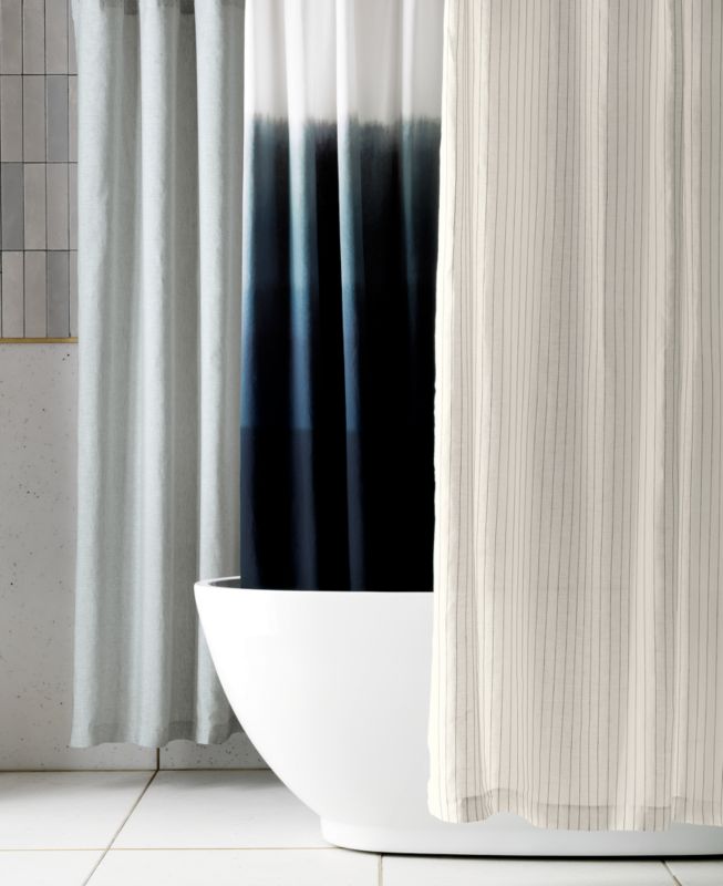 Black Stripe Linen Shower Curtain