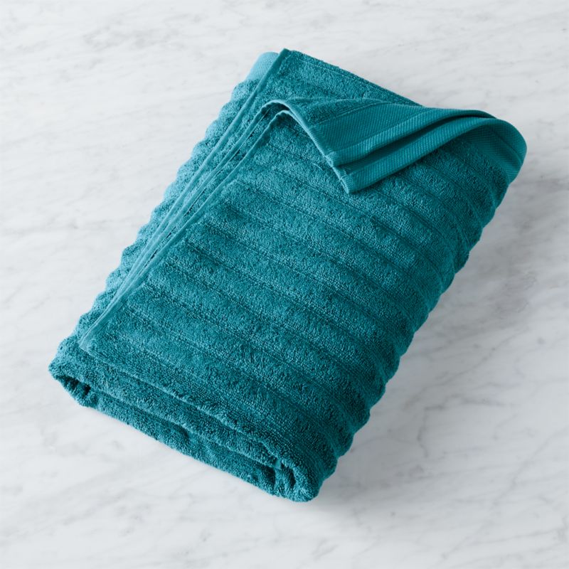 channel blue green cotton bath towel CB2