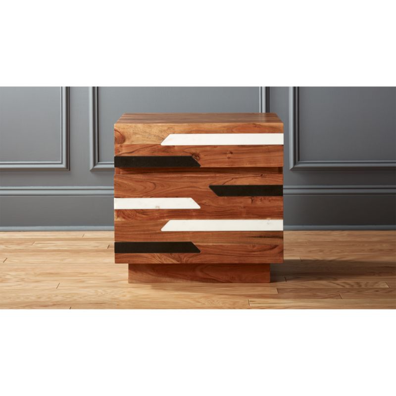 Edie Marble Wood Nightstand CB2