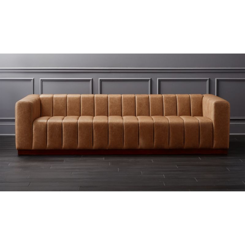 Forte Channeled Saddle Leather Sofa CB2