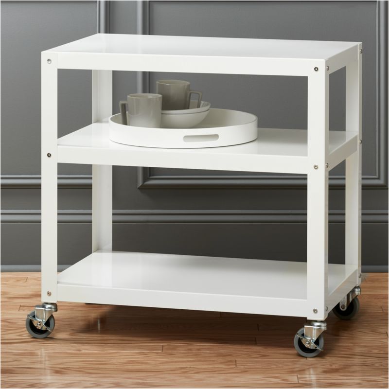 gocart white 30"x18" rolling cart CB2