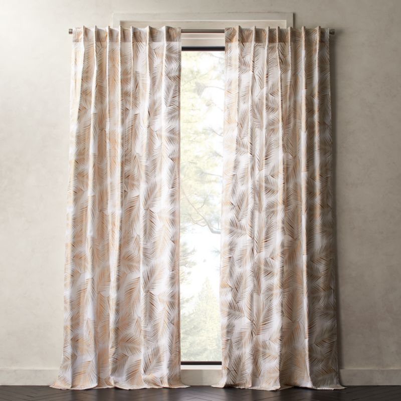 Gold Palm Leaf Curtain Panel 48"x84"