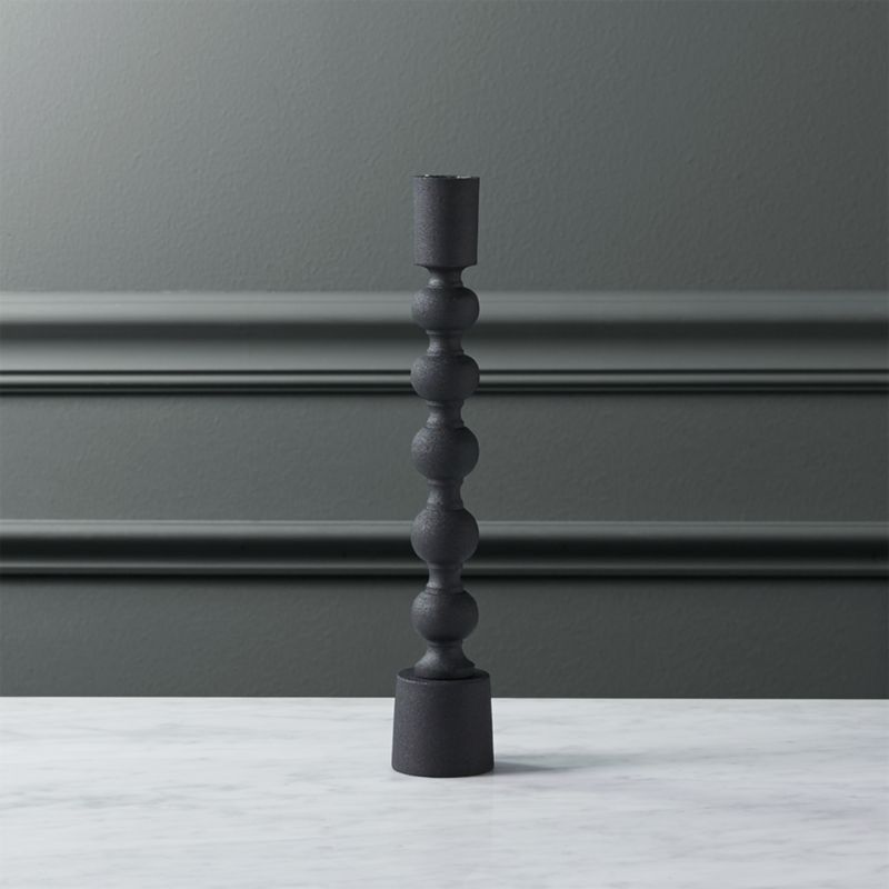 halo matte black taper candle holder CB2