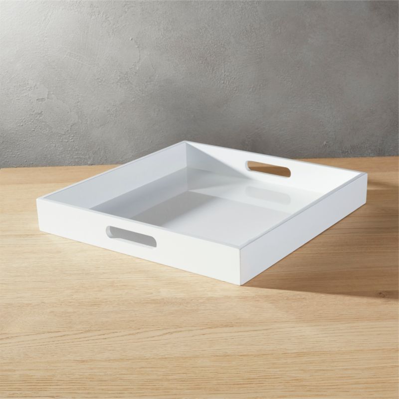 highgloss square white tray CB2