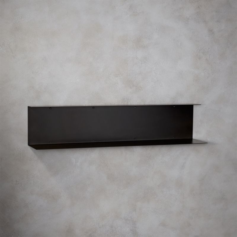 bent metal black wall shelf CB2