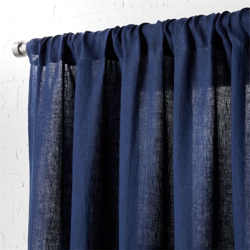 navy linen curtain panel 48"x108" CB2