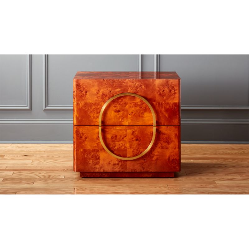 burl wood nightstand CB2