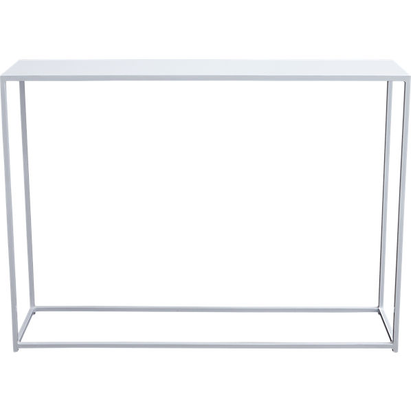 mini mill white console table CB2