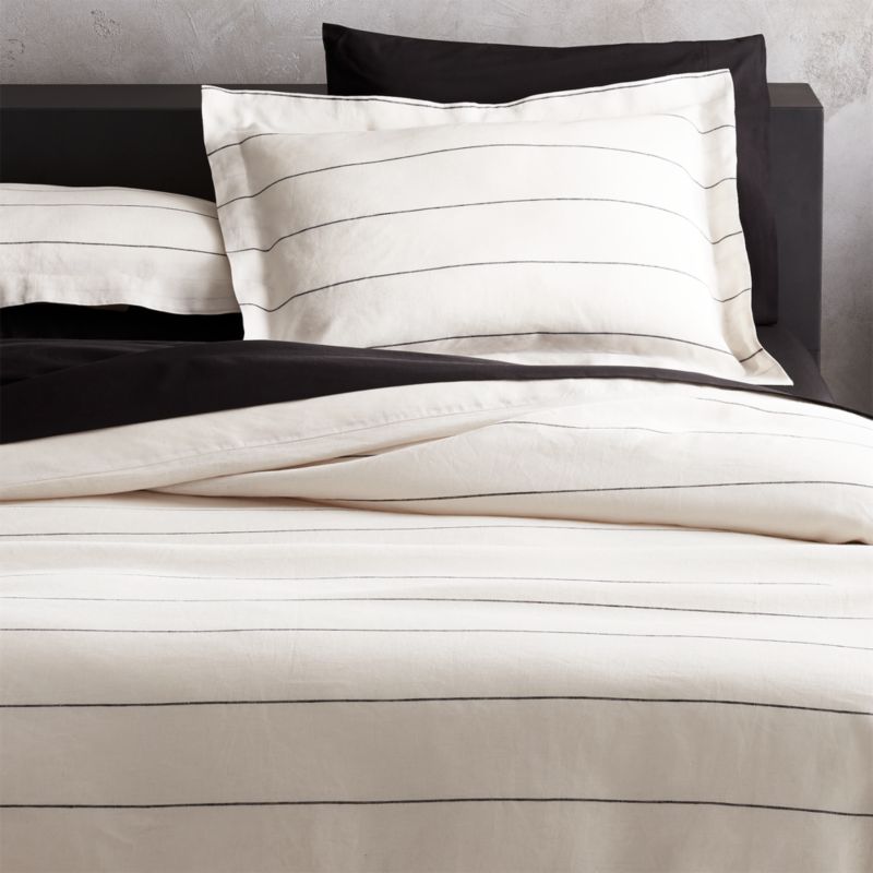 Linen Pinstripe Bedding CB2