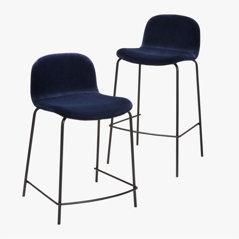 Primitivo Blue Velvet 30" Bar Stool