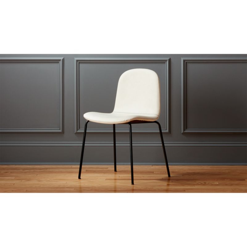 primitivo white faux leather dining chair CB2