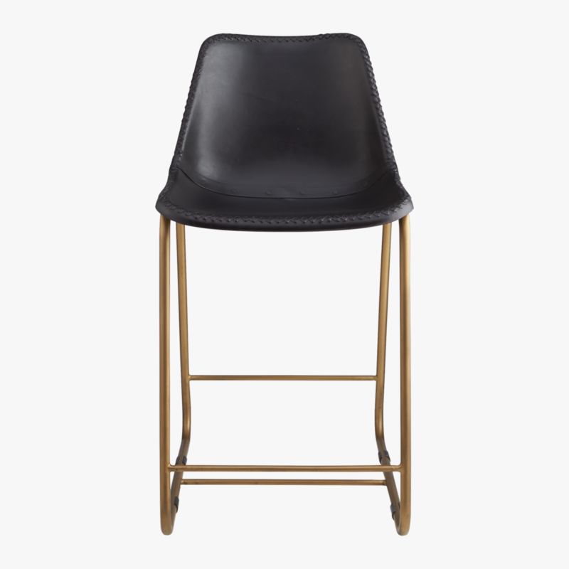 roadhouse black leather 24" counter stool CB2