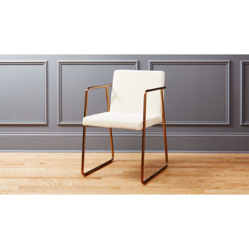 rouka white velvet chair CB2