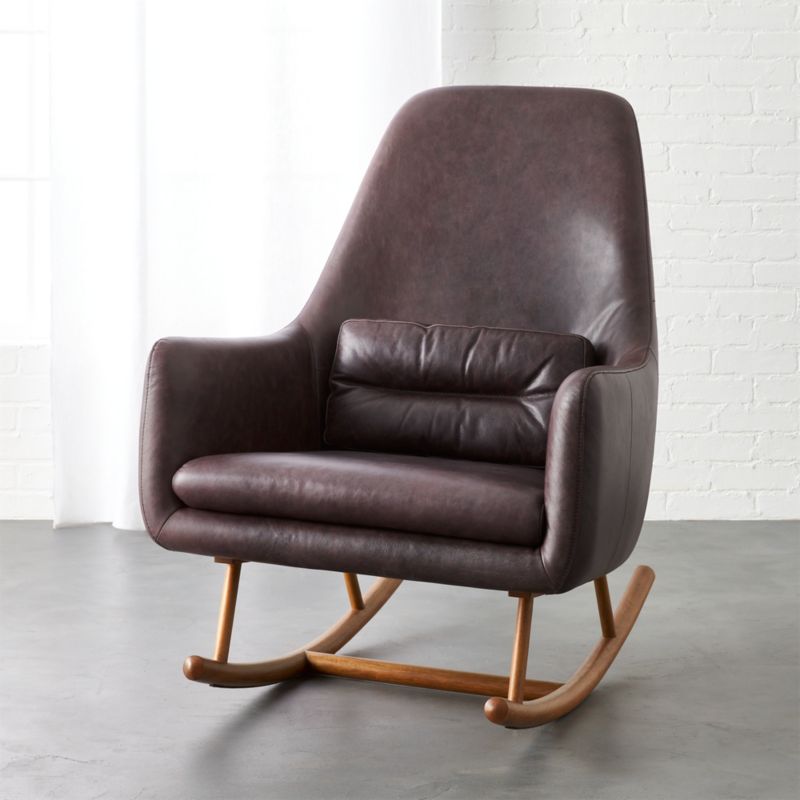 SAIC quantam black leather rocking chair CB2