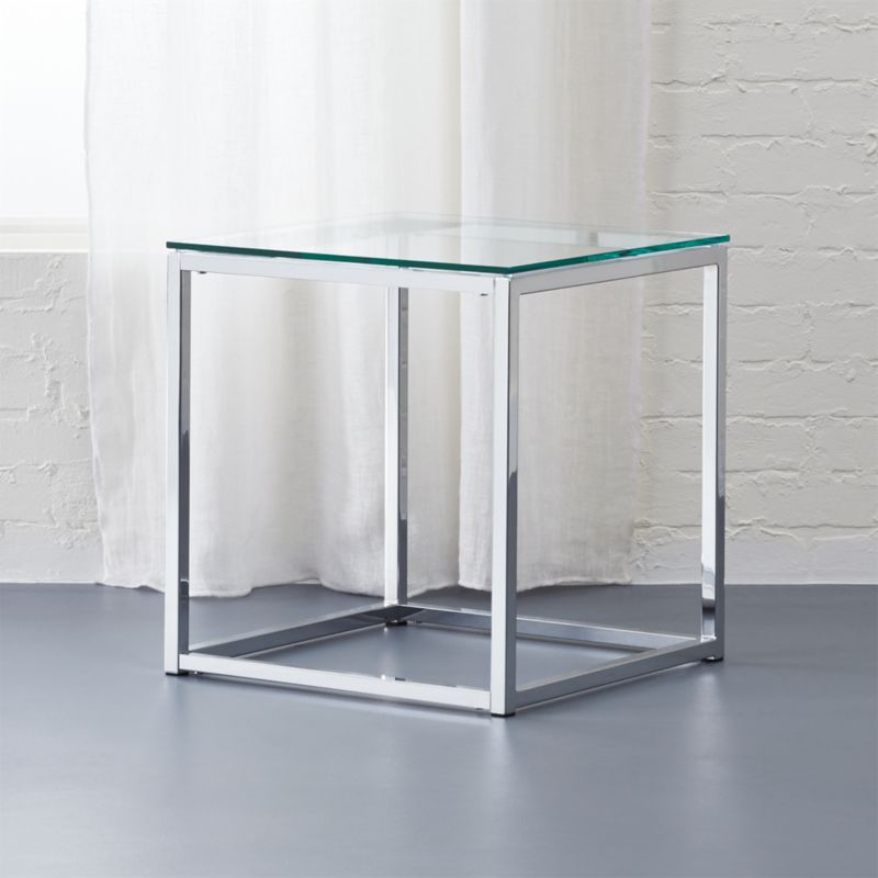 smart glass top side table CB2