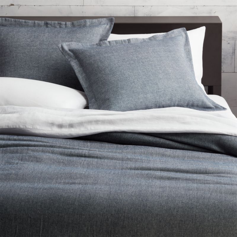 weekendr blue chambray bedding CB2