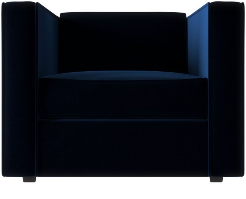 indigo blue velvet club chair CB2
