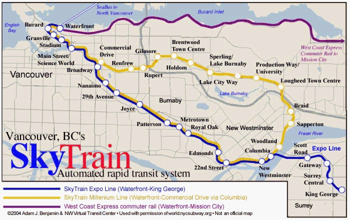 Vancouver Skytrain Route Map