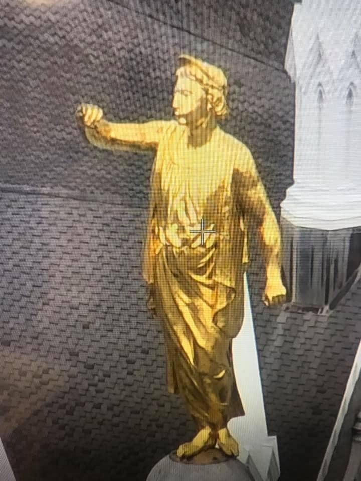 Closest pictures I've seen of Moroni losing his horn from earthquake