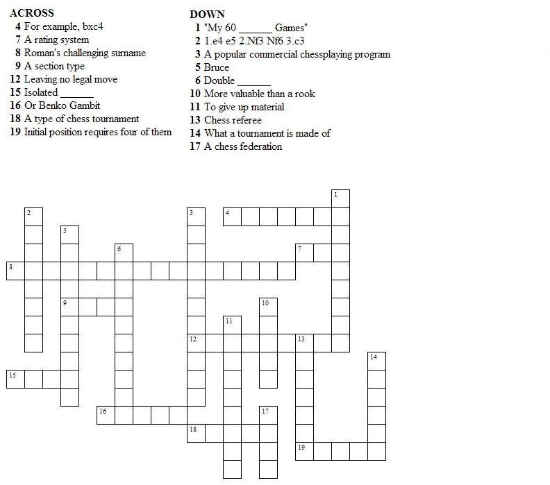 Chessoriented crossword puzzle easy/intermediate