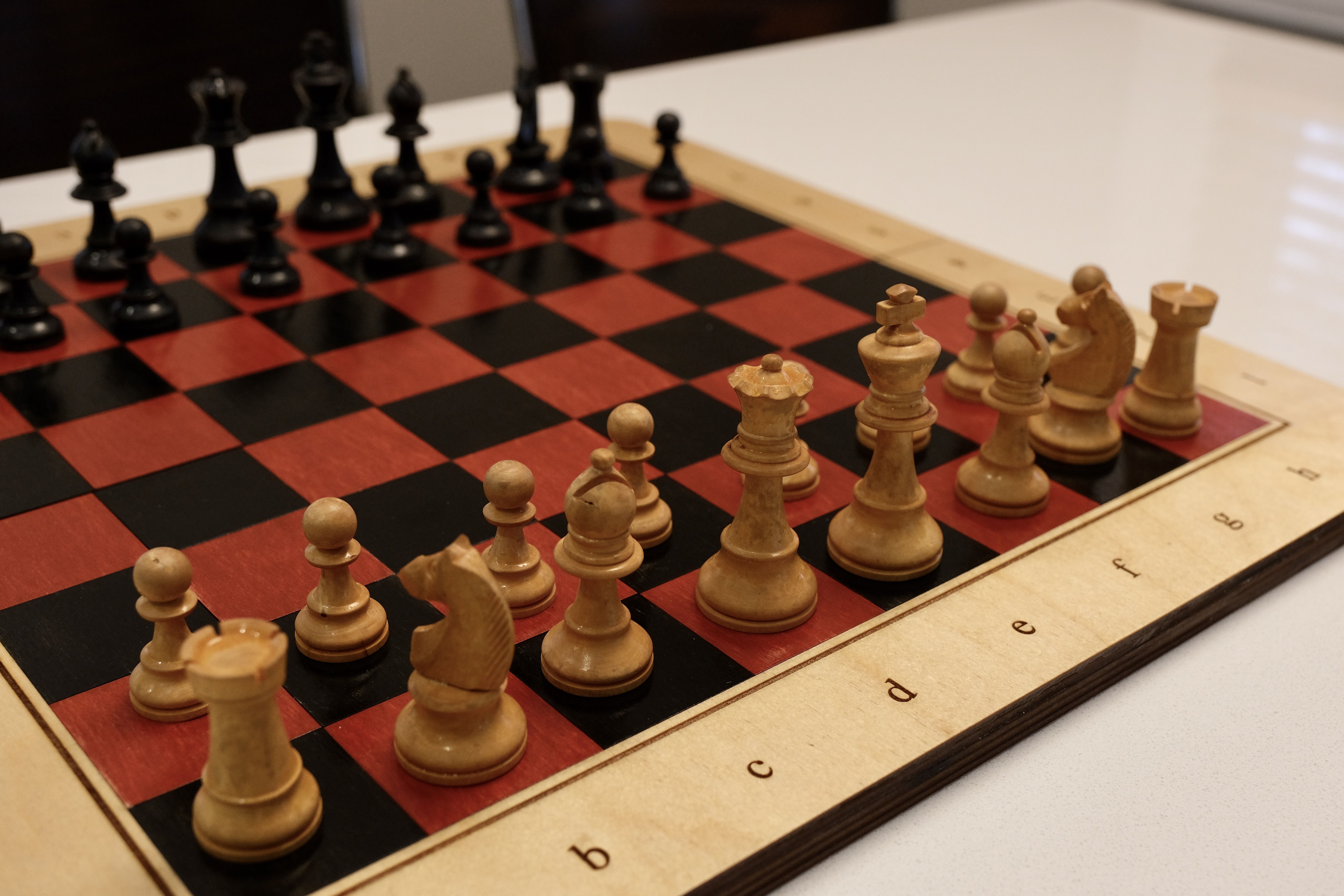 Going old school with a Red and Black chess board. Chess