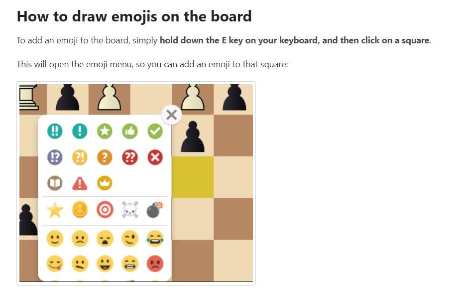 Arrows and emojis don't work on the board... Chess Forums