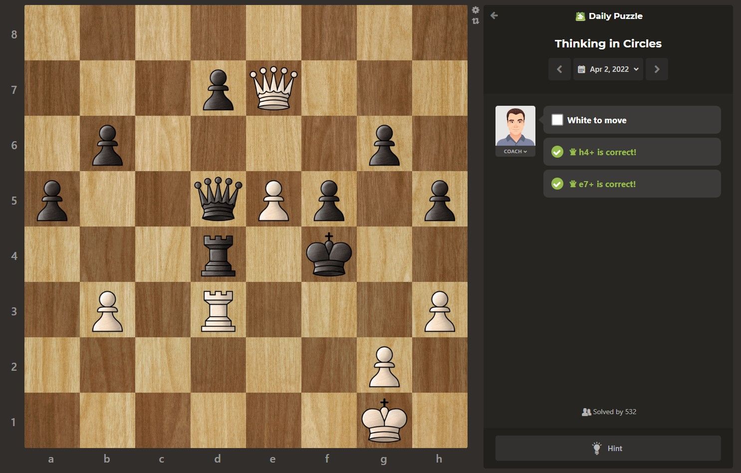 Daily puzzle counter problem Chess Forums