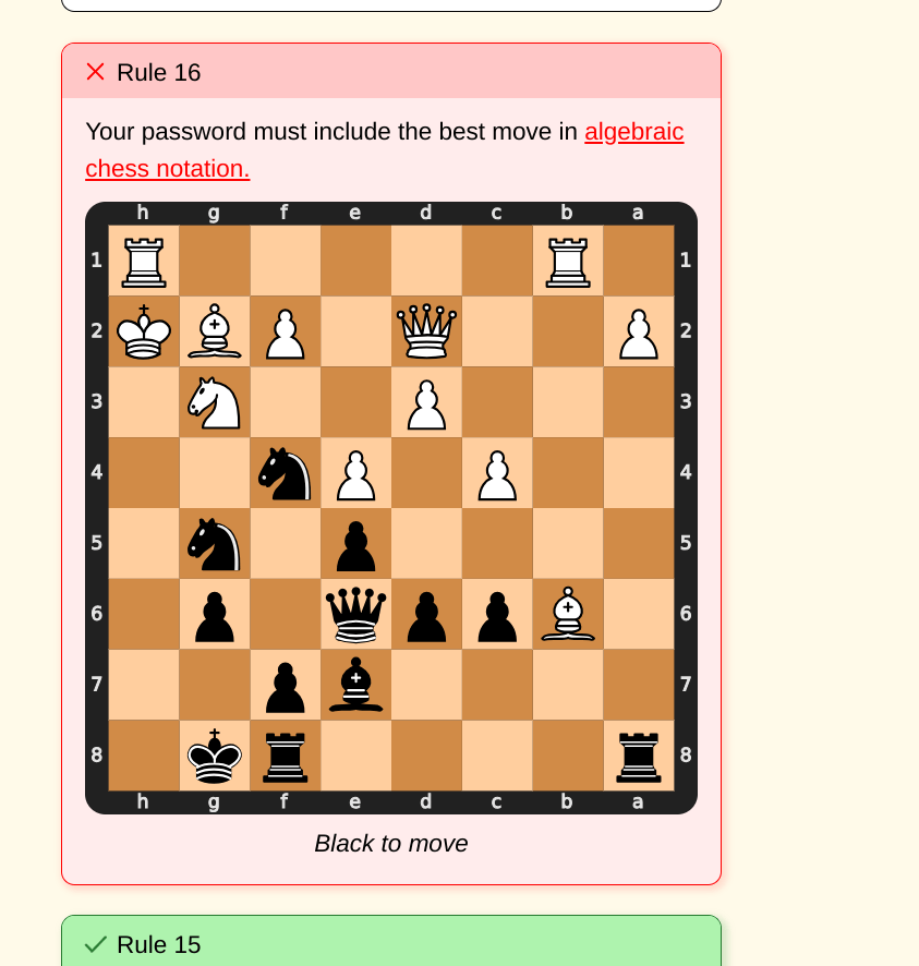 The Password Game - Best Move in Algebraic Chess Notation. - Chess
