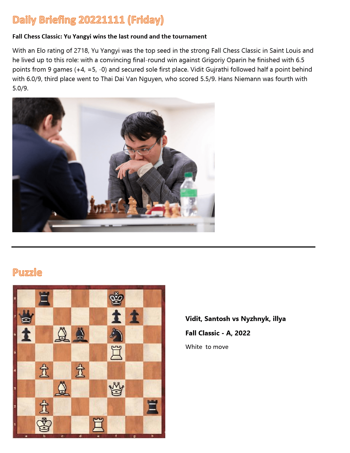 Chess Daily Briefing and Daily Puzzle for WeChat 20221111