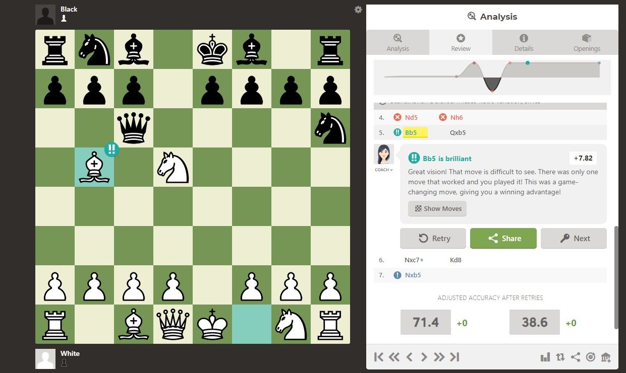 How to get a brilliant move in 6 moves? also win the queen in 8 moves