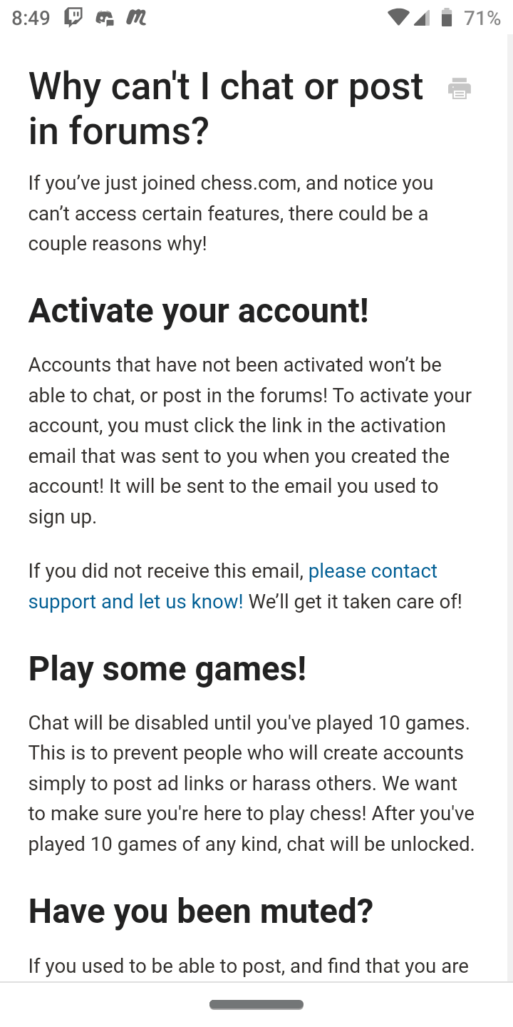 Settings, following instructions, and activating my account doesn't