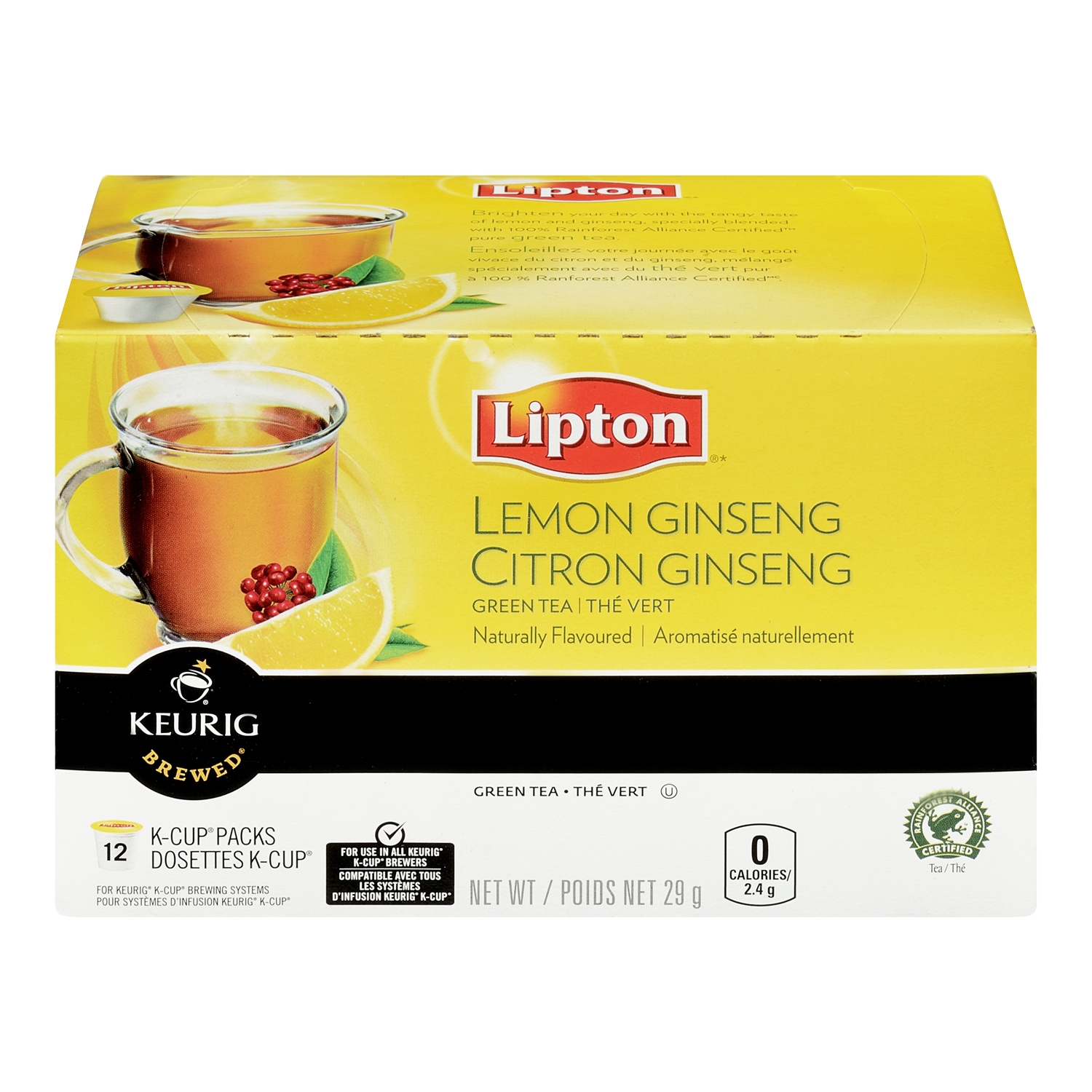 Lipton Lemon Ginseng Green Tea KCup Packs reviews in Tea ChickAdvisor