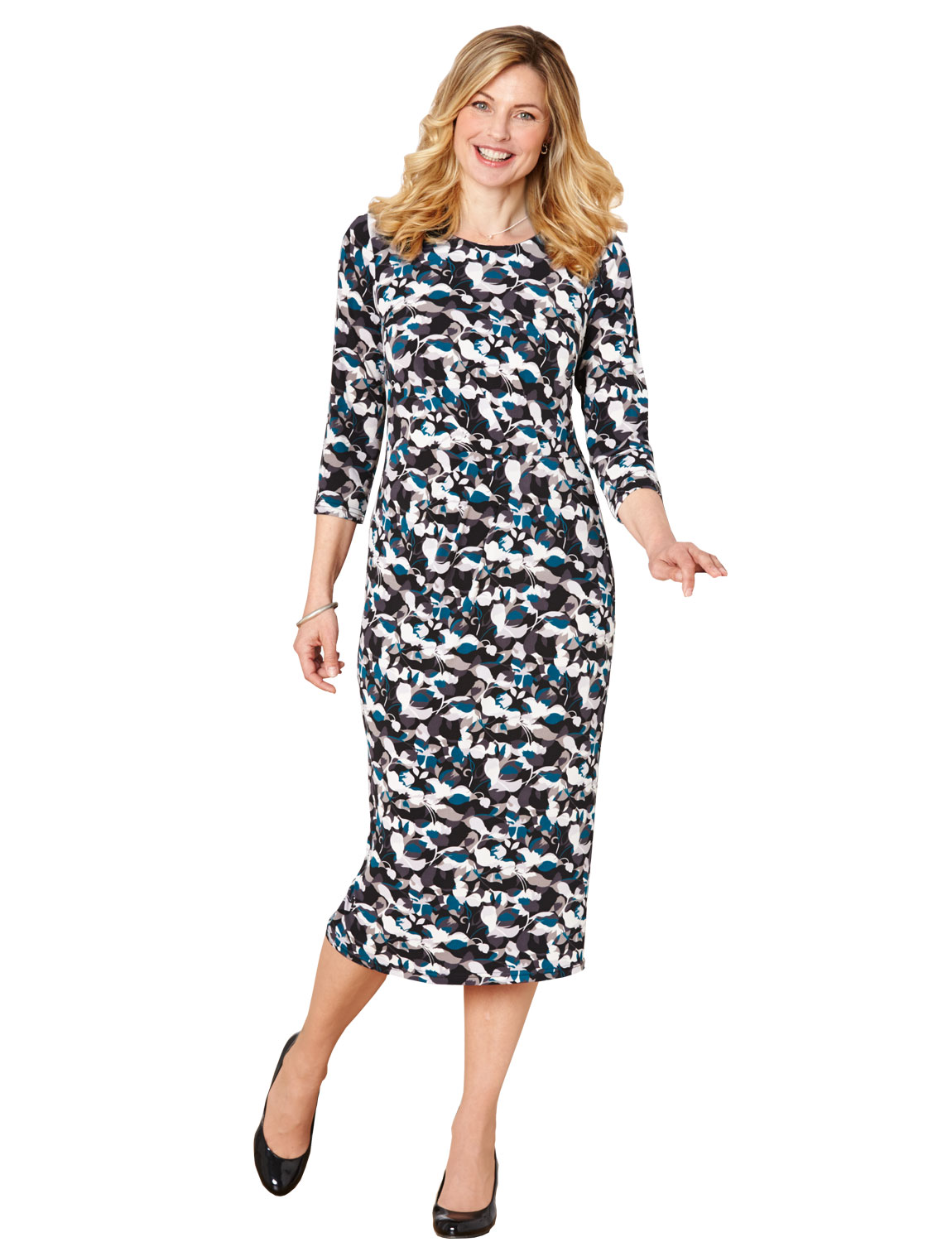 Ladies Printed Gathered Dress Length 40 Inches eBay