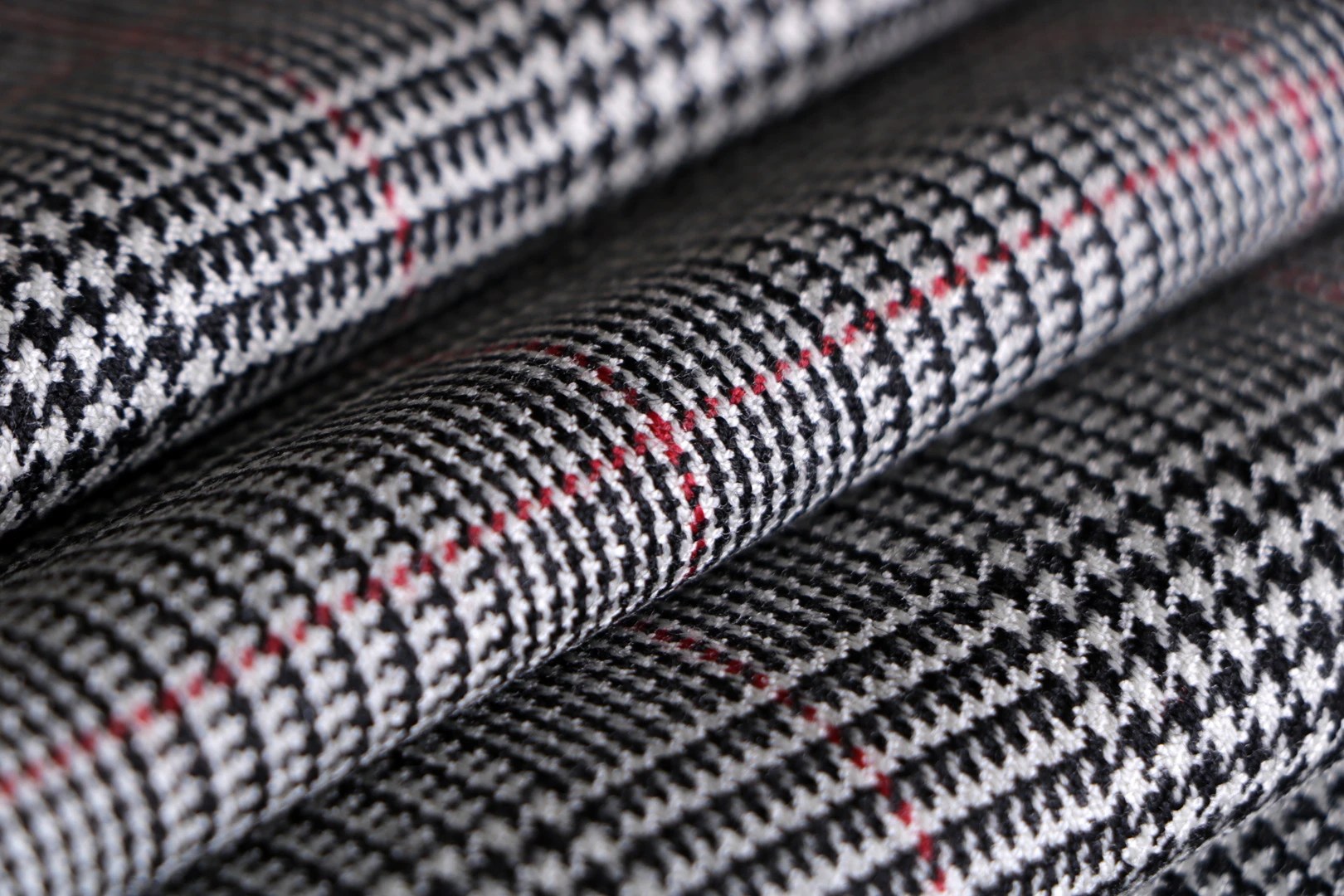 Black, Red Wool fabric for dressmaking