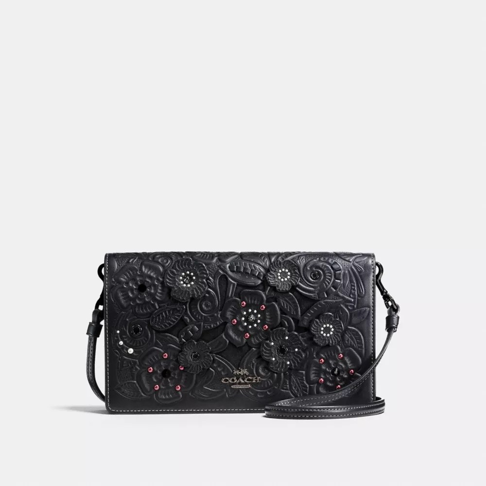 Foldover Crossbody Clutch With Tea Rose And Tooling COACH®