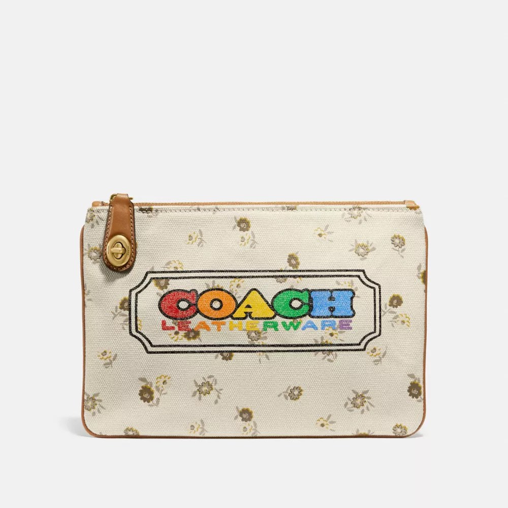 COACH® Turnlock Pouch 26 With Rainbow Coach Badge