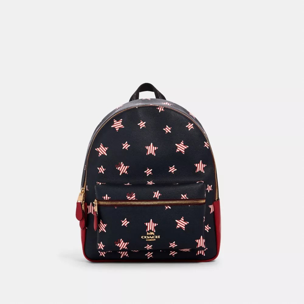 COACH® Outlet Medium Charlie Backpack With Americana Star Print