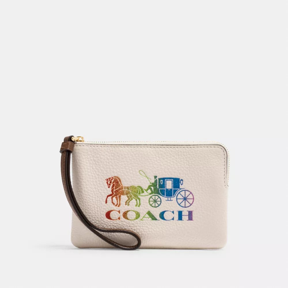 COACH® Outlet Corner Zip Wristlet With Rainbow Horse And Carriage