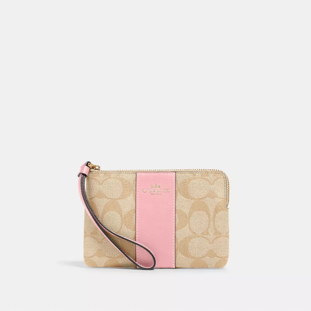 Coach Women's Corner Zip Wristlet In Signature Canvas ModeSens