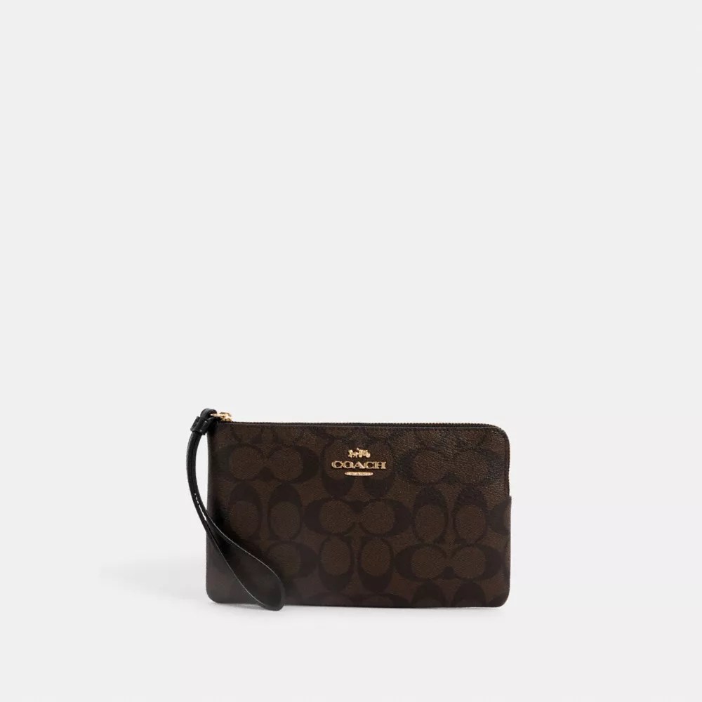 COACH® Outlet Large Corner Zip Wristlet In Signature Canvas