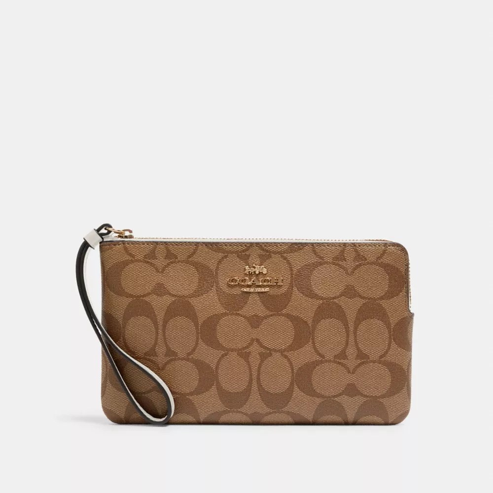 COACH® Outlet Large Corner Zip Wristlet In Signature Canvas