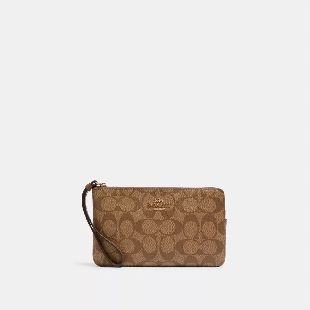 COACH® Outlet Large Corner Zip Wristlet In Signature Canvas