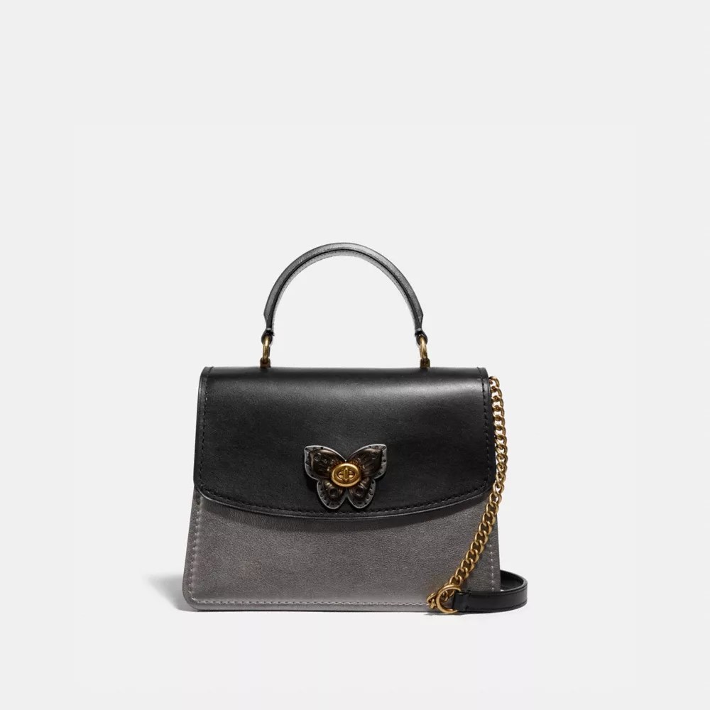 COACH® Parker Top Handle With Butterfly Turnlock And Snakeskin Detail
