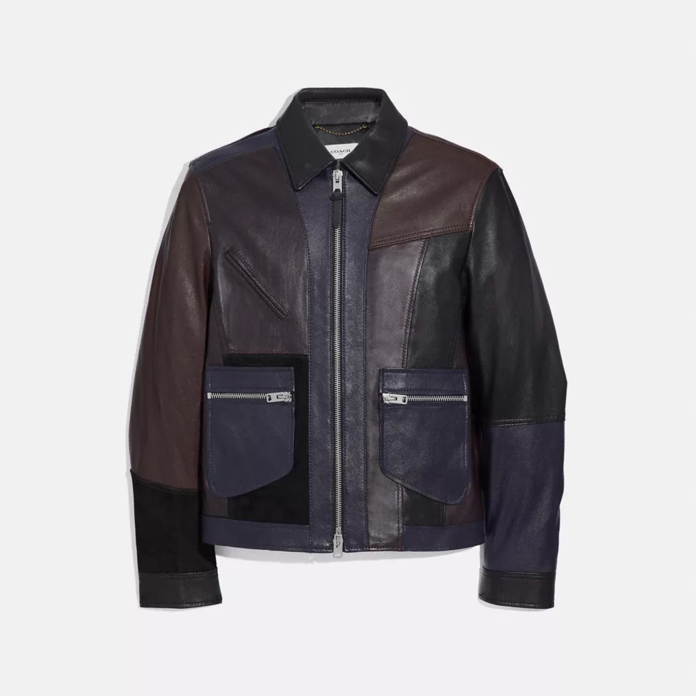 Pieced Leather Jacket COACH®