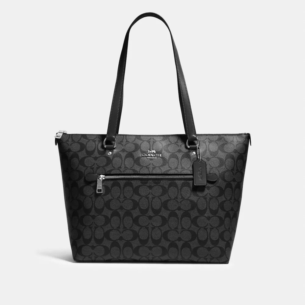 Coach Outlet Gallery Tote In Signature Canvas Black SportSpyder
